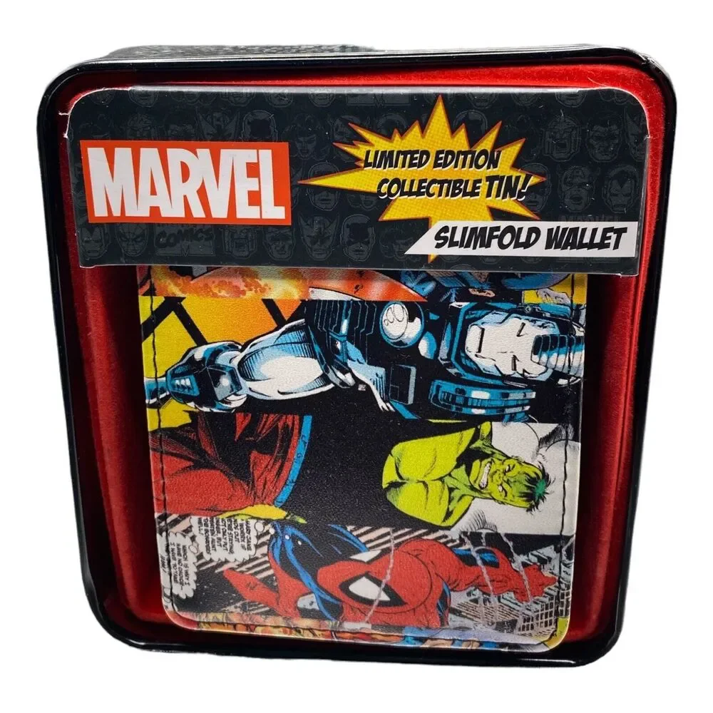 Marvel Comics Limited Edition Men's Retro Superhero Comic Book Slimfold Wallet.